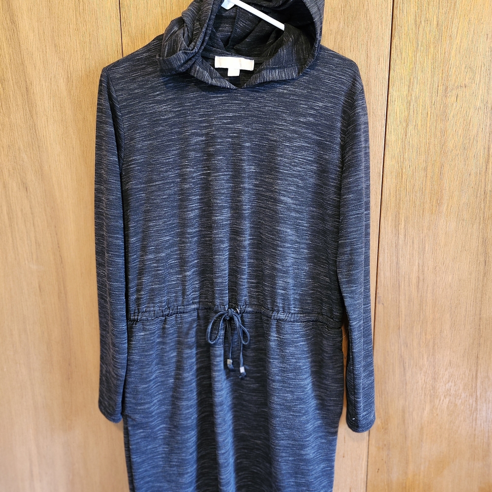 Michael Kors Charcoal BLACK Hooded Tunic Dress Wmns Medium